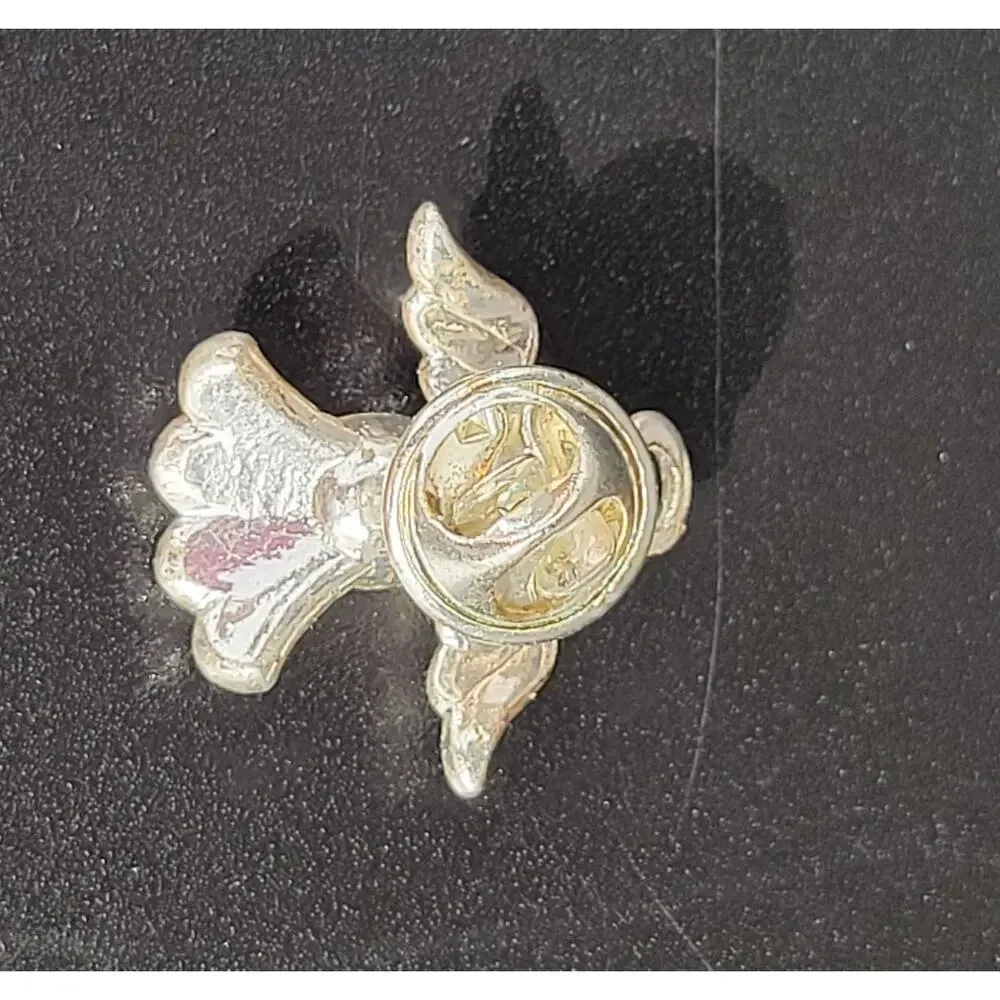 Crystal & Enamel Angel Lapel Pin Red Blue Accents 1 in Religious Patriotic USA